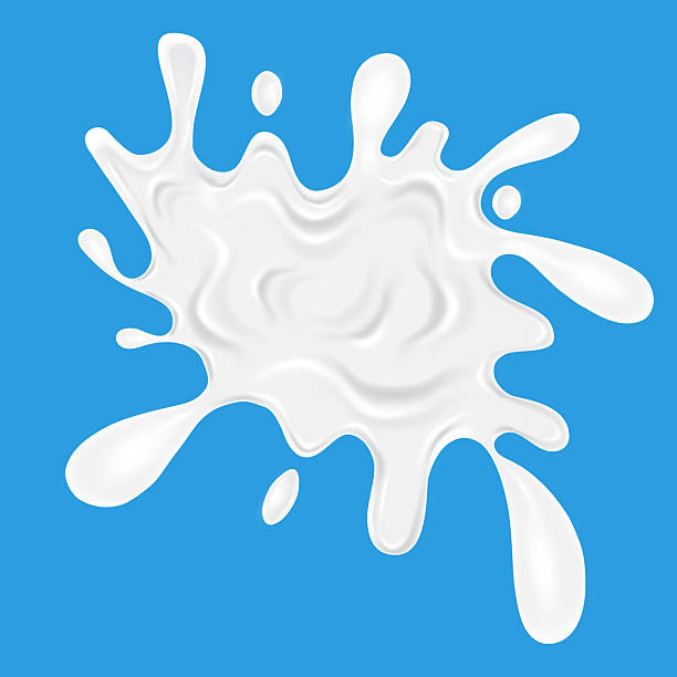 istock Realistic creamy milk splash with drops on blue background vecto 2234431469