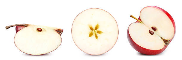 istock Red apple and green leaves isolated on white background 2234433467