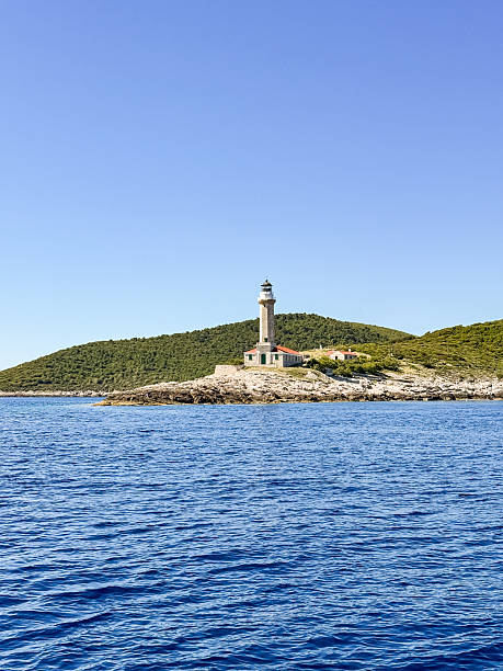 Lighthouse Stoncica on island Vis, Croatia.