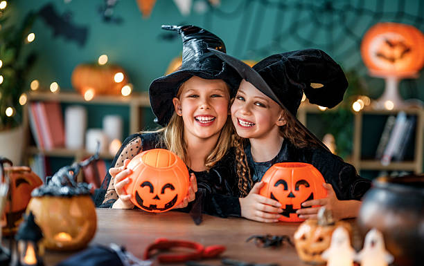 istock Two girls are celebrating Halloween 2234436992