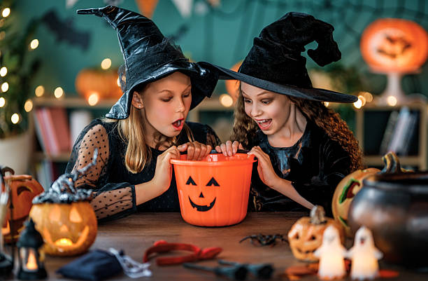 istock Two girls are celebrating Halloween 2234437018