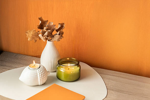 istock Autumn decor with candle and vase 2234440173