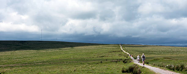 The B3357  over Dartmoor under moody clouds