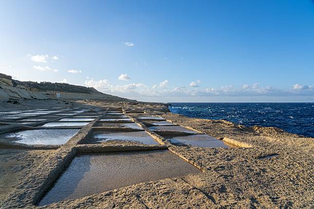 istock Salt pans on Gozo's coast with a clear sky. 2234450804