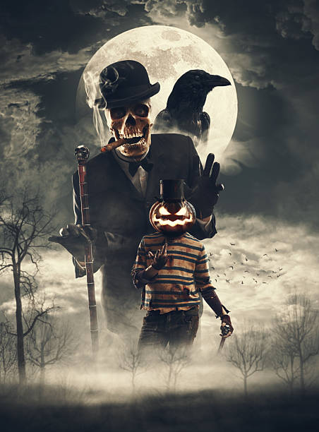 istock Horror Halloween poster with spooky characters 2234451149