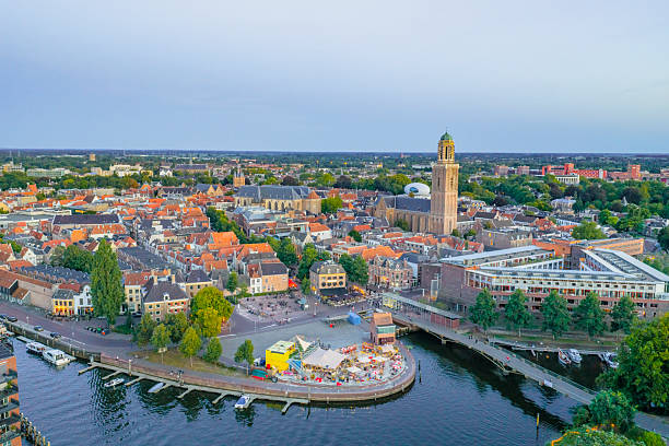 istock Zwolle downtown district aerial view during a summer sunset 2234456193