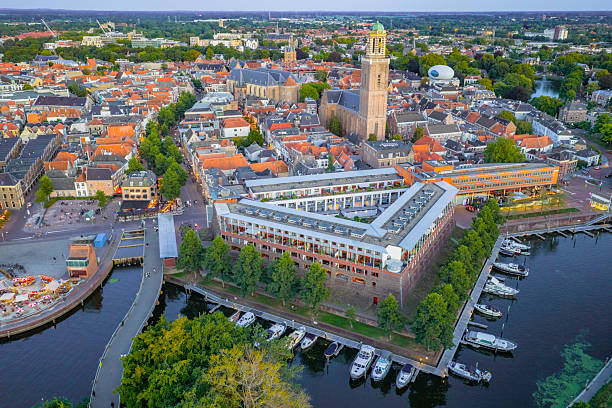 istock Zwolle downtown district aerial view during a summer sunset 2234456499