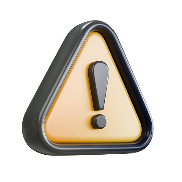 istock Black and yellow triangle with black exclamation mark Danger sign Side view 3D 2234461053
