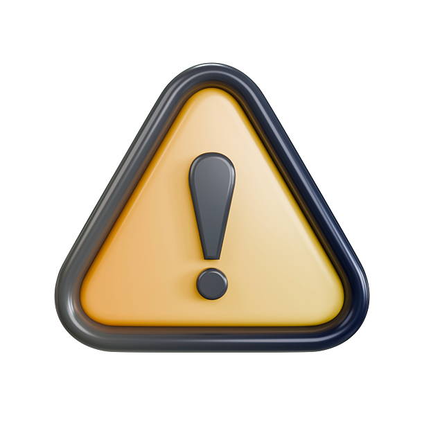 istock Black and yellow triangle with black exclamation mark Danger sign Front view 3D 2234461054