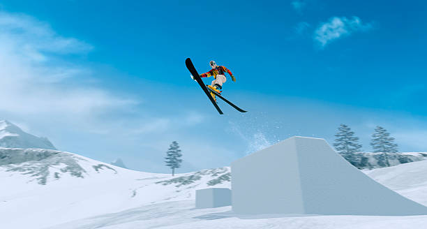 istock Skiing. Jumping skier. Extreme winter sports. 2234463406