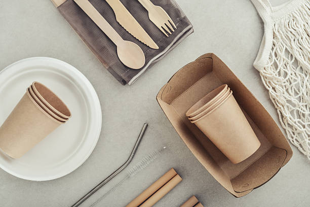 istock Set of eco-friendly tableware and kraft paper food packaging 2234471409