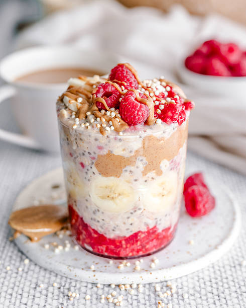 Peanut butter banana raspberry overnight oats