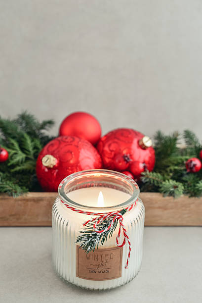 istock Candle in jar with christmas decorations 2234474739