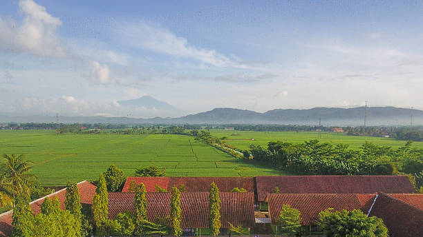 istock Idyllic Countryside Landscape with Green Fields and Distant Mountain View 2234479179