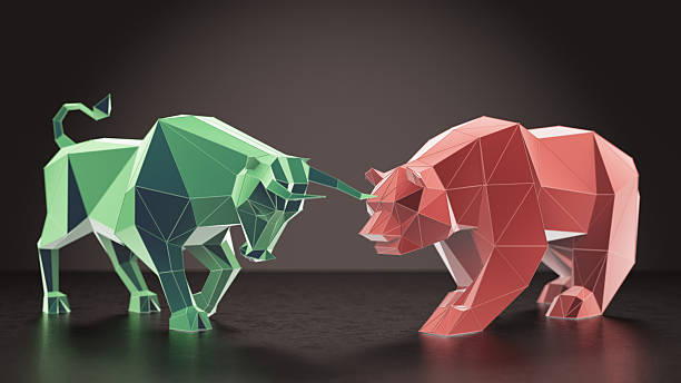 istock Low Poly Bull and Bear Facing Off in Market Battle 2234483558