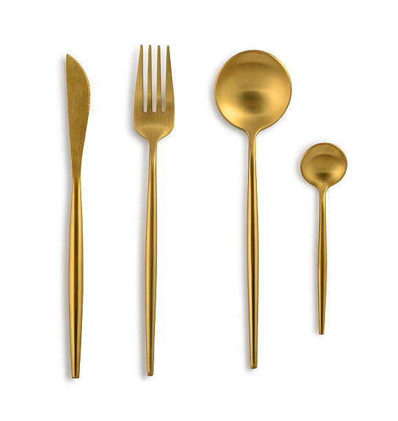 istock Golden coloured cutlery set 2234483774