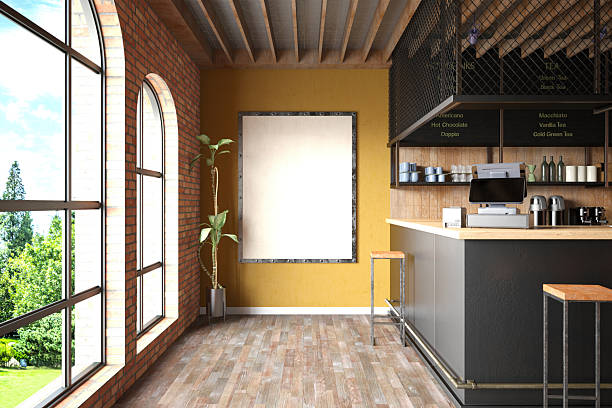 istock Modern Coffee Shop Interior with Brick Wall and Menu Board 2234483868