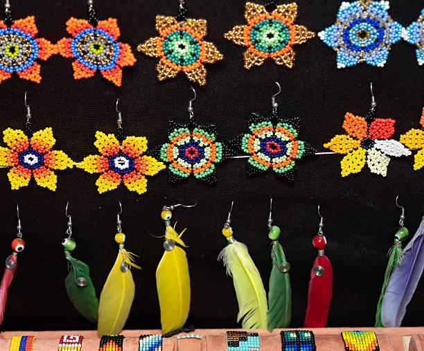 istock Handmade colorful beaded earrings with ethnic geometric patterns 2234488492