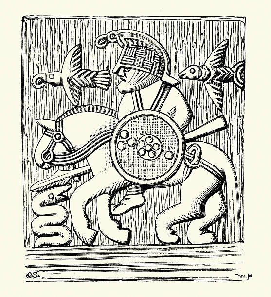 Viking Warrior on horseback with Shield and Lance, Sweden, 5th Century, detail from a bronze and iron helmet