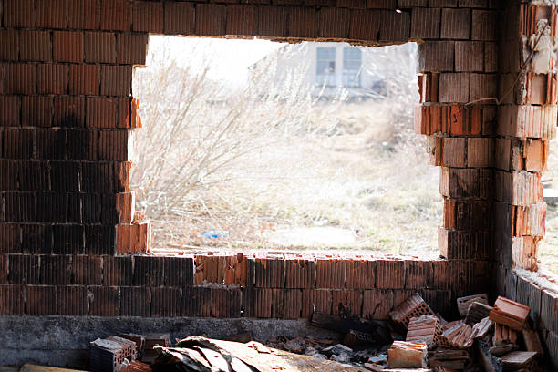 remnants of destroyed building after fire