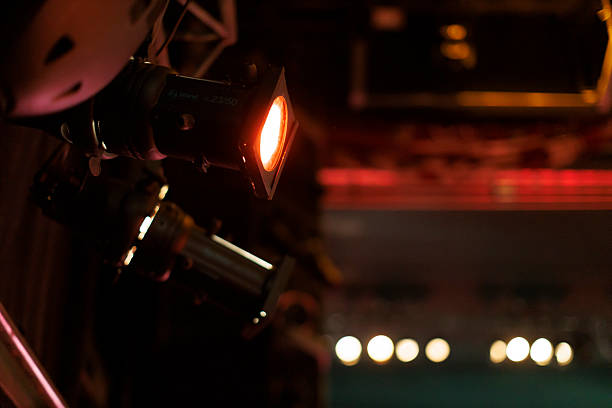 istock Stage lights illuminate a performance area in a theater during an evening event 2234499665