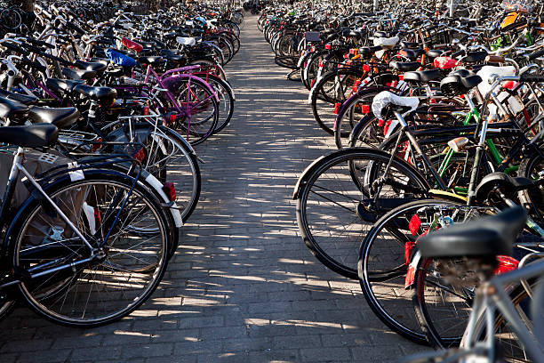 Netherlands. A day in Amsterdam. Duplex bicycle parking