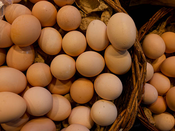 Organic farm eggs displayed in local village market