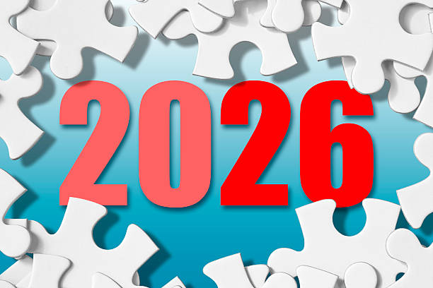 istock NEW YEAR 2026 CONCEPT in jigsaw puzzle shape - Creativity and problem solving concept for new year 2026 2234508608