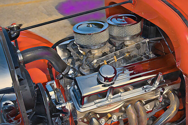 Montmelo, Spain – December 15, 2023: Detail of the impressive naturally aspirated V6 engine in the central position of the emblematic Japanese sports car Honda NSX