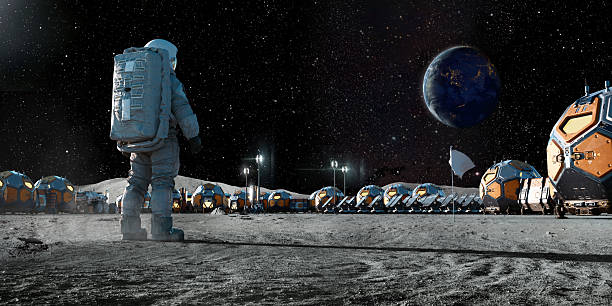 istock Lone Astronaut On Moon Base Looking Towards Distant Earth 2234510774