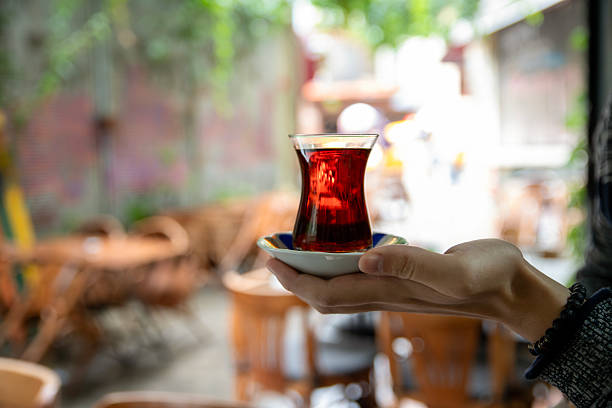 Drinking Turkish tea in the Istanbul street