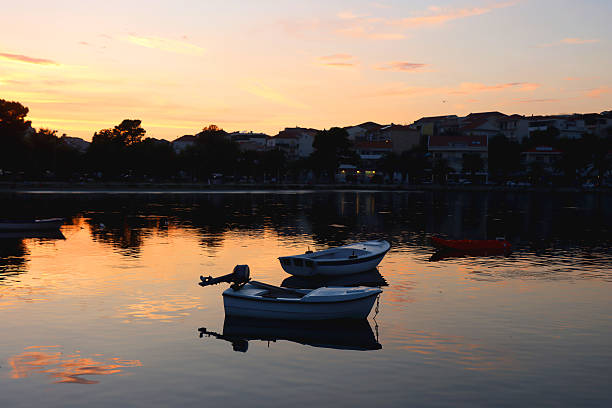 Beautiful sunset in Stobrec, small coastal town near Split, Croatia.