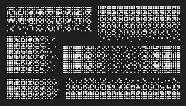 ilustrações de stock, clip art, desenhos animados e ícones de cube pixel pattern set with white dispersal effect - quadrado formato bidimensional