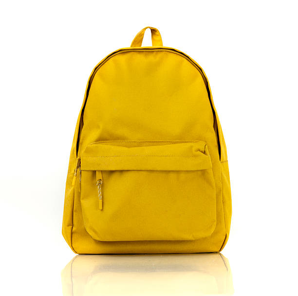 istock Yellow backpack cutout single object, schoolbag isolated. Nobody. 2234535751