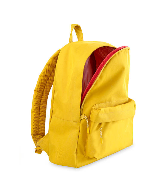 istock Yellow backpack opened isolated on white.School bag advertisement design. Knapsack, rucksack,travel bag. 2234536766
