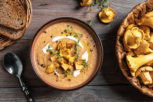 istock Cream soup with chanterelle mushrooms 2234537932