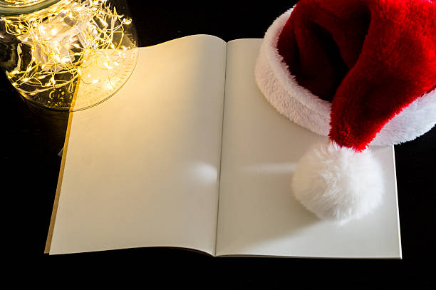istock Santa Claus table with his hat and decorated with lights 2234539863