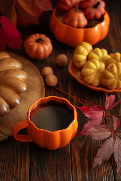 istock Autumn Composition with Pumpkin Mug, Bundt Cake and Seasonal Decor 2234540785