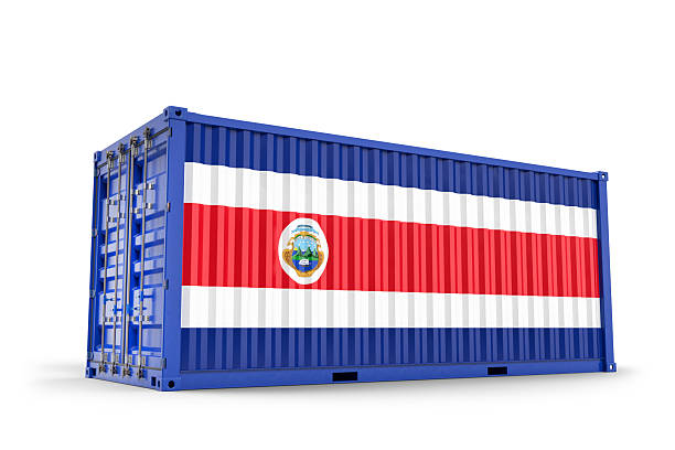 istock Shipping container painted with Costa Rica's blue, white, and red flag, representing international trade and maritime logistics. 3d Rendering 2234542354