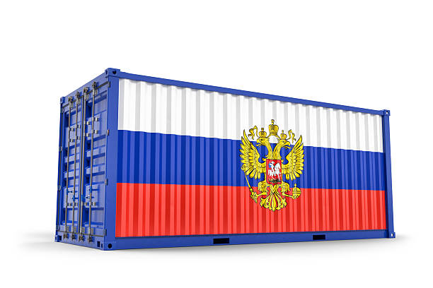 istock Shipping container displaying Russian flag, representing global trade, import, export, and logistics. 3d Rendering 2234542366