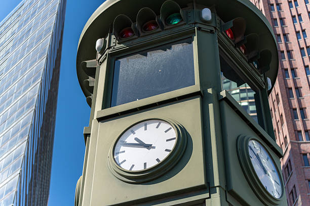 istock Historic clock tower with traffic lights at Potsdamer Platz. 2234542812