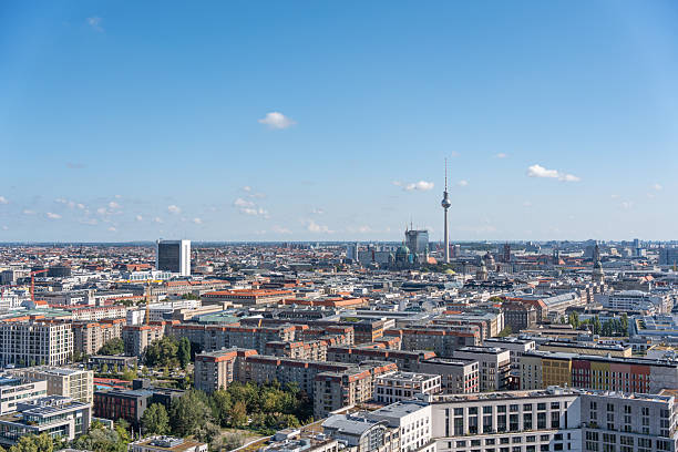 istock Panoramic view over Berlin with the TV Tower and Berlin Cathedral visible under a clear blue sky. 2234544274