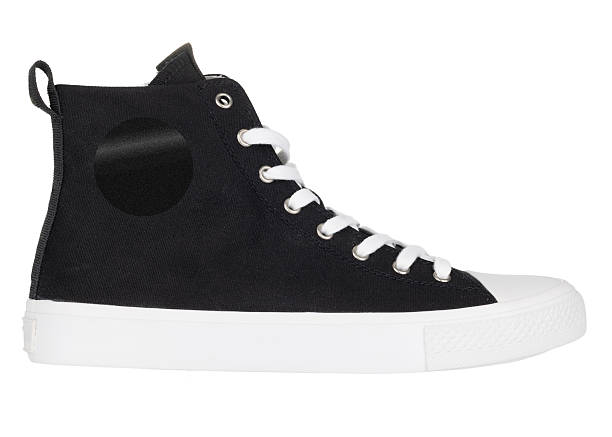 istock Black high top canvas sneaker with white sole 2234549831