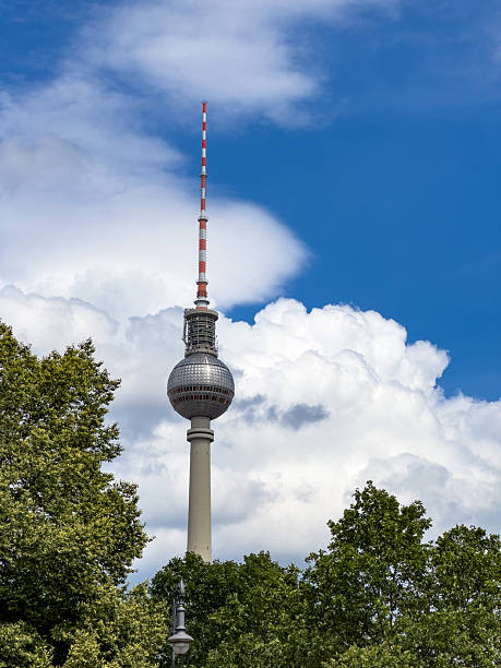 istock Alexanderplatz TV tower on the beautiful blue sky background with  clouds. 2234559750