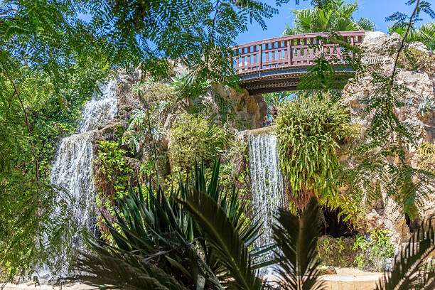 istock Artificial waterfall surrounded by lush greenery in a city park. Cadiz, Andalusia, Spain, September 2025. 2234559887