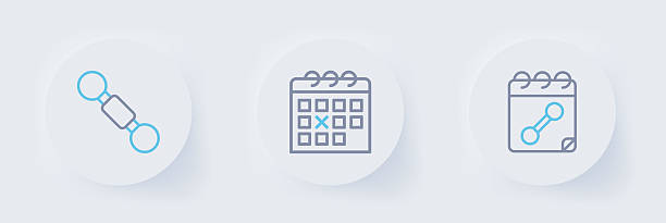 istock Set line Calendar fitness, and Dumbbell icon. Vector 2234570461