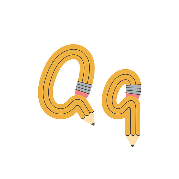 istock Alphabet design featuring the letter Q formed from a yellow pencil. Vector illustration. 2234572176