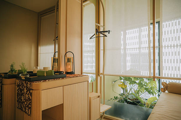 istock Spa Interior with Towels, Lanterns, and Natural Light 2234575718