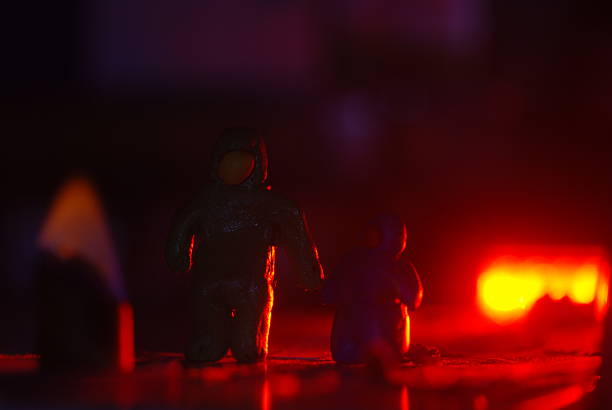 Close-up of a small toy robot. Childhood memories. Child's play.
