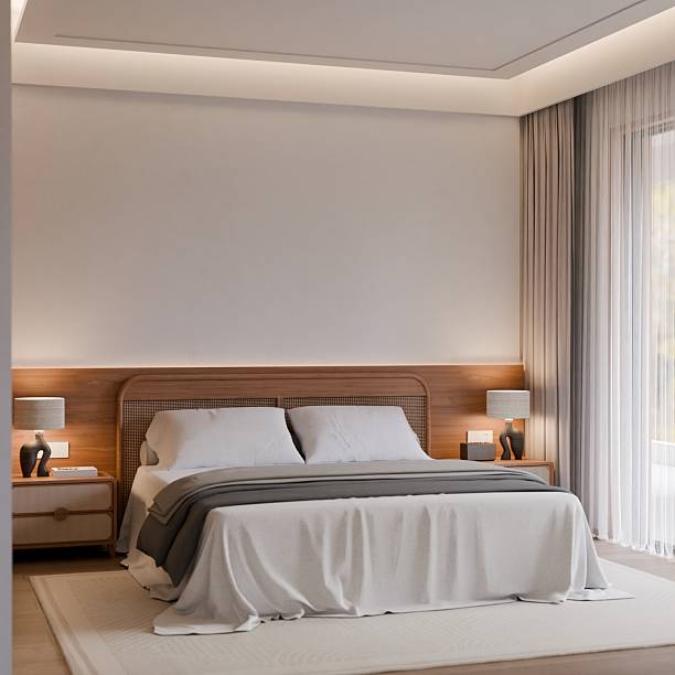 istock Modern Minimalist Japandi Bedroom Interior Frame Poster Mockup 2234593642